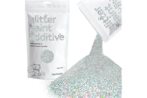 ‎HEMWAY Hemway Glitter Paint Additive 100g / 3.5oz Crystals for Acrylic Emulsion Paint - Interior Wall, Furniture, Ceiling, Wood, Varnish, Matte - Microfine (1/256" 0.004" 0.1mm) - Silver Holographic