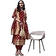 EthnicJunction Women's Embellished Woven Zari Work Banarasi Silk Straight Salwar Kurta Dupatta (Banarasi Dupatta)