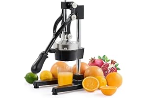 CO-Z Presse Agrumes Manuel Professionnel Silencieux en Acier Inoxydable de Qualité Alimentaire Broyeur Jus Presse Orange Lime Citron Pommes Fruit, Noir
