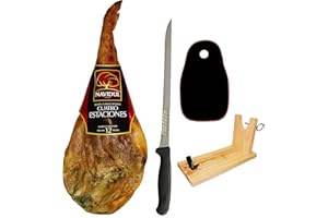 Jamón Navidul "Cuatro Estaciones" de 8 Kilos aprox, 1 Jamonero de Madera, Cubre Jamón Color Negro y Cuchillo Jamonero JamonOnline.es
