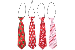 SOIMISS 4Pcs Enfants Noël Cravate Soie Garçons Vacances Cou Cravate Bonhomme de Neige Arbre de Noël Imprimé Cravate Enfant en Bas Âge Vacances Fête de Noël Robe Accessoires