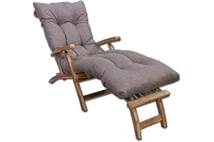 Bananair - Coussin Bain de Soleil Chaise Longue - Épais, Ultra Confortable, Design Matelassé - Fabriqué en France - Matelas Transat avec Scratchs, Facile à Installer (185x60x15 cm, Beige)