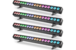 RTKTOUP Wallwasher Barre lumineuse, 180W Lumière de Scène 18pcs 6 in1 LEDs Lampes de lavage Lèche-mur Bande Contrôle DMX512 pour Discothèque Fête Église Anniversaire Mariage(4 pièces)