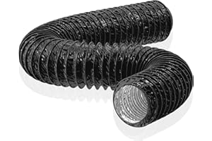 HG Power 150mm Air Ducting Length 5m PVC Aluminium Flexible Ventilation Duct PVC Pipe Tumble Dryer Vent Hose for Hydroponics Extractor Fan, Cooker Hood, Bathroom, Toilet, Black