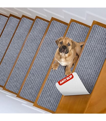 Lixada Set De 15 Marchettes D'escalier Tapis D'escalier Auto-adhésif Surface Antidérapante Gris