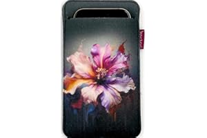 Arco Design Handytasche bertoni aus Filz und Stoff für Smartphone z.B. iPhone 15/14/14 Pro Max/13/13 Pro/12/11, Galaxy S23/S22+/S21+/S20, Redmi, Pixel 7/6 - Damen Handysocke Bunt (Livia, Normal)