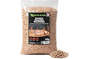 EARTH GRADE Premium Pizza Oven Wood Pellets 15kg Bag – 100% Natural Wood – Long Burn & High Heat Output – For Pizza Ovens, BBQs, Pellet Smokers & Outdoor Stoves – Low Ash – Cooking Pellets