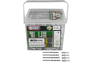 Connex Dübel-Sortiment 530-teilig - Polypropylen - Diverse Größen im Set (Ø 5 / 6 / 8 / 10 mm) - Für Befestigungsarbeiten in Vollstein & Beton - Inkl. Bohrer / Dübel-Set / Universaldübel / B30012 Mehrfarbig