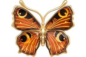 ANDANTE Premium Collection - Echter OSTSEE Bernstein Kettenanhänger Anhänger in 925 Sterling Silber 14K Gold ** Schmetterling ** Zwei Trageweisen - Zertifiziert - Gold des Meeres - Farbe COGNAC