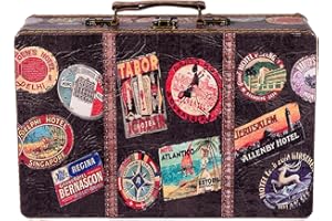 Birendy Skrzynia KD 1291 zestaw walizek, drewniana skrzynia pokryta szlachetną skórą, L-31 cm