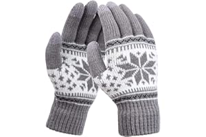 KQueenStar Direct Touch Screen Gloves Women - Ladies Winter Thermal Gloves Knitted Warm Snow Gloves for Women Ladies Outdoor Phone Running Texting