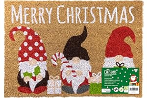 JVL Festive Christmas Coir Doormat with Latex Back - Gonks - 40x58cm