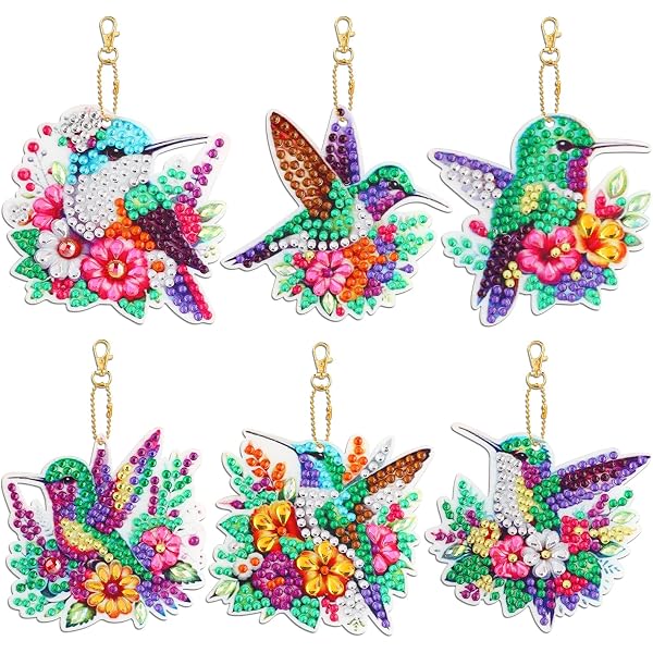 Set 8 Portachiavi Fai Da Te Con Diamanti - Forma Di Pinguino Doppio Lato - Arte Del Trapano Per Borsa E Zaino