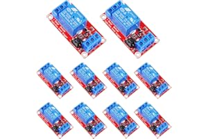 RUNCCI-YUN Pack of 10 One Channel Relay Module 5 V, 1 Channel Relay Module with Optocoupler High or Low Level Trigger Extension Board Relay Switch for Raspberry Pi Arduino Board