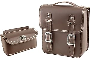 made4bikers Set Leder Lenkertasche und Hecktasche mit Schnellverschluss in Braun Tasche für Simson Schwalbe Sperber Star Spatz KR50 KR51 SR4