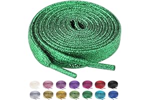 Olukssck 2 Paires Lacets Plats Pailletés Premium, Lacets de Remplacement de 10mm de Qualité Supérieure pour Chaussures de Sport, Chaussures de Ville