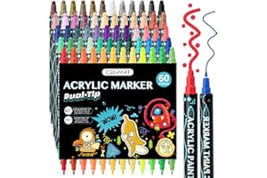 COLPART Marqueurs Acrylique -60couleurs stylo noel– marqueur peinture acrylique roche, toile, plastique, métal, bois et pierre, marqueurs D'oeufs De Pâques Et De Citrouilles