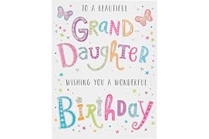 Piccadilly Greetings Regal Publishing C80661 Modern Birthday Card Granddaughter - 8 x 6 inches, grey|pink|red|blue|oak