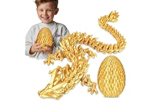 BALKWAN Surprise Dragon Egg with Dragon Inside – Gifts for Kids and Adults, 3D Printed Fidget Toy, Ideal for Christmas, Easter, Birthdays, Fun Desk Décor and Stress Relief(Gold, Large)