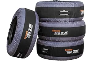 Kurgo K00036 Seasonal Tire Totes, Spare Tire Cover, Portable Wheel Bags, Winter Tire Cover, Handle for Easy Transportation, Universal Fit, Machine Washable, Fits Tires 22” to 31”, Includes 4 Tire Totes