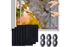 BGTLJKD 6 Piezas Mosquitera para Ventana,130 x 150 cm Malla Contra Insectos Mosquitera Autoadhesiva Mosquitera Universal Mosquitera para marco de ventana,que mantiene a los insectos (Negro)