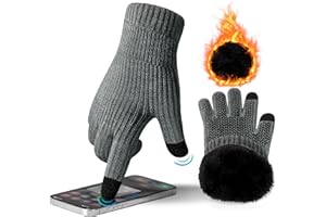 ineepor Guantes Invierno Hombre Mujer Doble Capa de Lana Antideslizantes Termicos Guantes Tactiles Pantalla Táctil Running Deporte Nieve Esquí Ciclismo