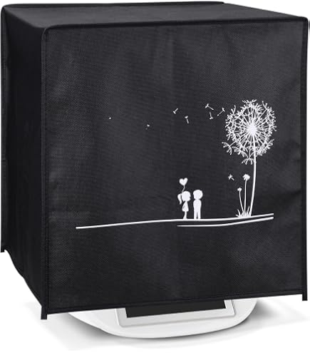 Kwmobile Dust Cover For Philips Essential Airfryer L – Dandelion Love Design, White/Black, Protective Polypropylene Fabric
