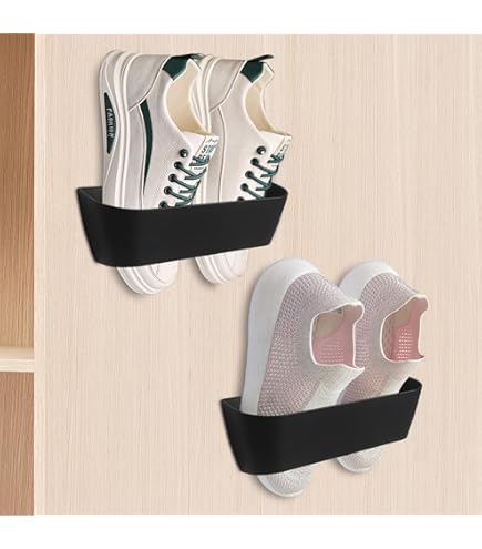 Domemit Wandmontage schoenenrek, camper schoenenhouder, wandschoenenrek schoenhaken zelfklevend of boren op 2 manieren installatie, caravanaccessoires Essentials gadgets, deurschoenhangers wit - 4