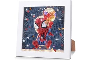 DNDTDSJ Spiider-mann Pintura Con Diamantes Niños, Diamond Painting Kit Completo para Niños,DIY 5D Pintura Diamante con Marco de Madera Caballos,Regalos de Cumpleaños para Niños y Niñas(Dibujos Animados)