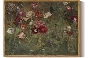 ARPEOTCY Leinwand Bilder mit Rahmen, Klein Vintage Wanddeko, Wandbilder Wohnzimmer Schlafzimmer Badezimmer Küche, Bauernhaus Zimmer Deko Aesthetic, Blumen kunstdrucke Painting, 40x30cm