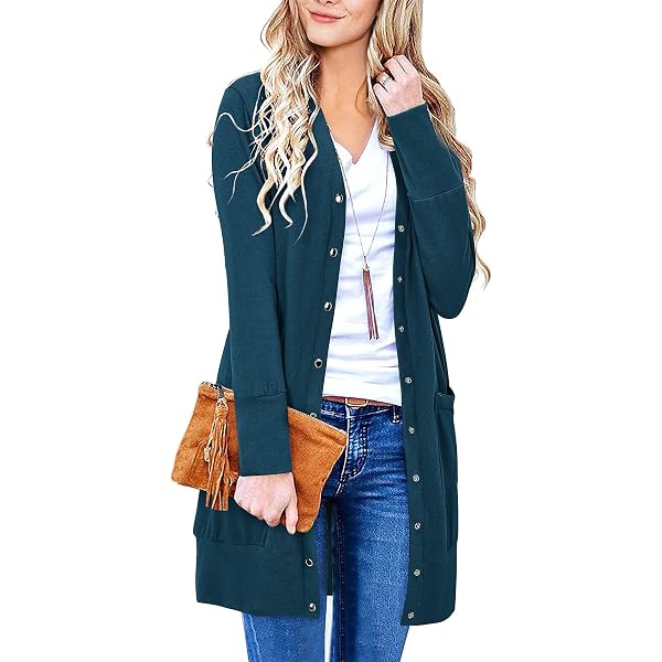 PrinStory Cardigan long en tricot pour femme avec poches, élégant PrinStory Cardigan long en tricot pour femme avec poches, élégant
