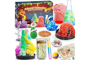 SAKMILU Kalendarz adwentowy 2025, eksperymenty dla dzieci – 24-dniowy kalendarz bożonarodzeniowy z kryształami, wykopywanie kamieni szlachetnych, zestaw chemii, prezent na Boże Narodzenie STEM, prezent dla