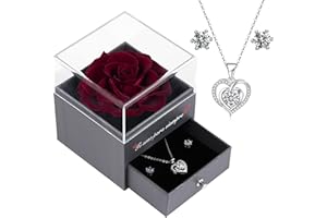 EAPRALA Regalos para Ella,Rosa Eterna con Conjunto de Joyas Te Amo para Siempre Un PRegalo Mujeres, Ideas de Regalos para Mamá, Regalo de Cumpleaños,Regalo Aniversario Mujer