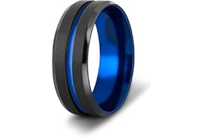 Akitsune Seiryu Anillo | Hombre Hombreas Amistad Acero Inoxidable Designer Carbid Azul Negro