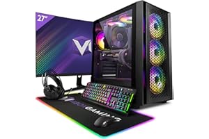 Vibox VII-69 PC Gamer - 27" 165Hz Écran Pack Incurvé - Intel i7 13700F Processore 5.2GHz - Nvidia RTX 4070 Ti 12Go - 32Go RAM - 1To NVMe M.2 SSD - 700W PSU - Windows 11 - WiFi