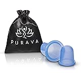DERMATEST: SEHR GUT - PURAVA® [2 Stück] Silikon Schröpfgläser mit verbessertem Konzept [2019] - Inklusive E-Book - Hochwertig
