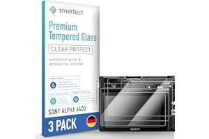smartect Szkło Hartowane [3 Sztuki, Clear] dla Sony Alpha 6400, Szklana Ochrona Ekranu 9H, Ochraniacz Ekranu bez Pęcherzyków, Bez Odcisków palców