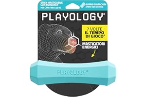Playology Stick masticabile con squeaker per cani di taglia media (7-16 kg) | Gioco con aroma 100% naturale di burro di arachidi, per masticazioni aggressive | Facile da pulire, materiali atossici