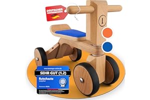 LOOPILOO Kinder Laufrad ab 1 Jahr bis 15kg [Farbe Blau] [Spielzeug aus FSC® Holz] [Indoor & Outdoor] [Geschenk Baby Jungs & Mädchen] Rutschauto Lauflernrad Kids Toys - Ihr Kind jetzt fördern!
