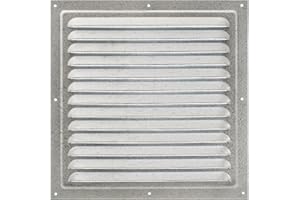 DEMLOU Rejilla de Ventilación de Acero Galvanizado, Parilla de Ventilación de Metal con Red para Insectos, Salida de Aire para Interiores y Exteriores (25 x 25 cm)