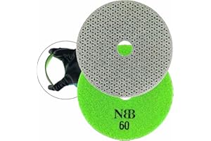 NBB Almohadilla de Pulido Diamantada, Disco de Lijado diamante Electrodepositado, en Seco y Húmedo, para pulir Granito Mármol Piedra Cerámica Azulejo Porcelana, Respaldo de Nylon, 4" 100mm (1, 60#)