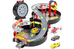 KINDERPLAY KP2819 - Garaje de aparcamiento para coche, juguete, gasolinera, helicóptero