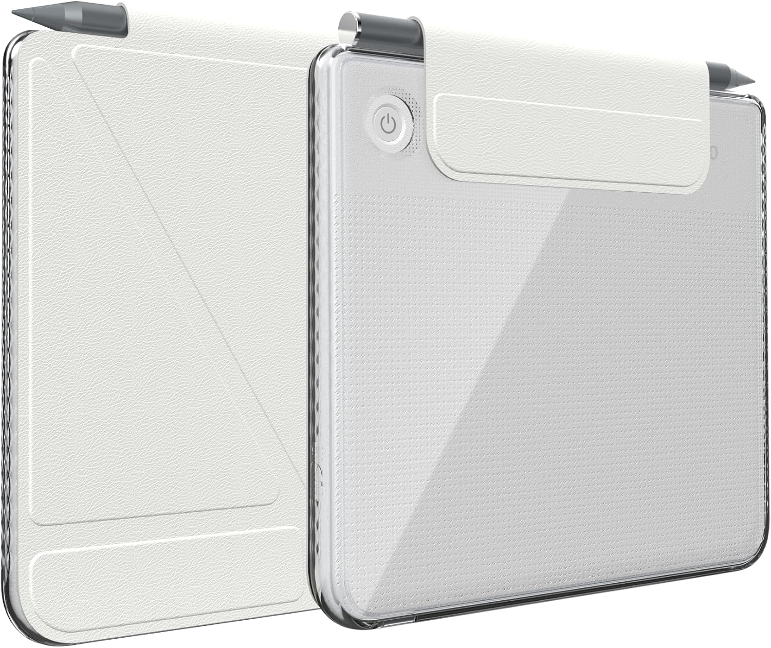 TUDIA M-FLIP Detachable Clear Magnetic Case for Kobo Libra Colour (2024) - [Auto Wake/Sleep] Shockproof Slim Transparent Back Magnetic Fold Cover with Stylus Holder (Off White)