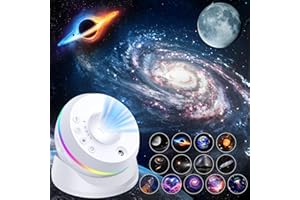 ASTARAMA Projektor planetarny 4K HD, projektor planetarny z 13 płytami filmowymi, obrotowy projektor o 360°, galaktyka, lampka nocna projekcja gwiazd, timer i dynamiczny meteor, do dekoracji sypialni (Biały)