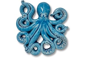 Toocook Animali marini in ceramica naturale o smaltata per Decorazione Murale e Arredo Casa, Realizzati Artigianalmente, Idea Regalo Made in Italy (Polipo Blu)