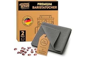 ‎TIEFENREIN Barista Cloth Set - 2 Pieces Grey - Premium Barista Cloth Set for Cleaning the Portafilter Machine - 30 x 30 cm Barista Cloth Extra Absorbent - Coffee Machine Cleaning Cloth - Microfibre Cloths