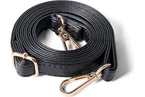 MEGAVOW Cuir Bandoulière pour Sac, Sangle de Sac à Main, Remplacement de la Courroie de Sac Réglable avec Crochets Métalliques Dorés, Longueur 30"-55"(Noir)