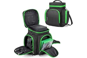 Trunab Console Carrying Case Compatible with Xbox Series X, Travel Bag with Multiple Storage Pockets for Xbox Controllers, Headset, Games, Cables, Portable Hard Disk and Other Accessories, Green