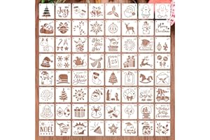 COSSWE 64Pcs Christmas Stencils Templates,Reusable Painting DIY Xmas Stencil Christmas Drawing Stencils for Spraying Door Window Wall Painting Home Decor Art DIY Crafts