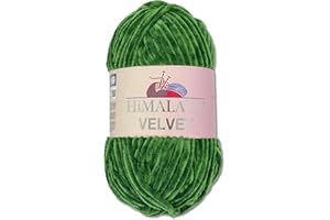 Wohnkult Himalaya 100 g Velvet Dolphin Wool, 40 Colours to Choose From, Chenille Knitting Yarn, Fluffy Yarn, Shiny Accessory, Clothing, Blankets (90060, Green)